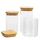Kit 3 Potes de Vidro com Tampa de Bambu