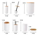 Kit de Banheiro Moderno com Toque de Bambu – 6 Peças