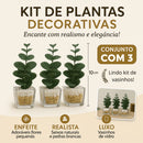 Vasos de Vidro Kit de Eucaliptos Artificiais – Conjunto com 3 Unidades