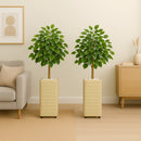 Kit Vaso Decorativo Bege Ficus Artificial 90cm