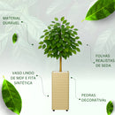 Kit Vaso Decorativo Bege Ficus Artificial 90cm