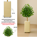 Kit Vaso Decorativo Bege Ficus Artificial 90cm