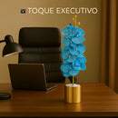 Vaso Dourado  Orquídea Artificial Azul – 63cm