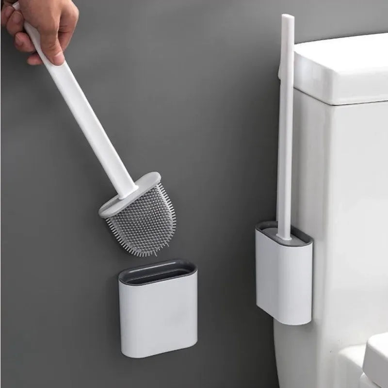 Escova Sanitária de Silicone com Suporte e Adesivo