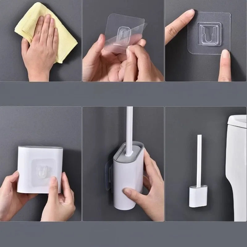 Escova Sanitária de Silicone com Suporte e Adesivo