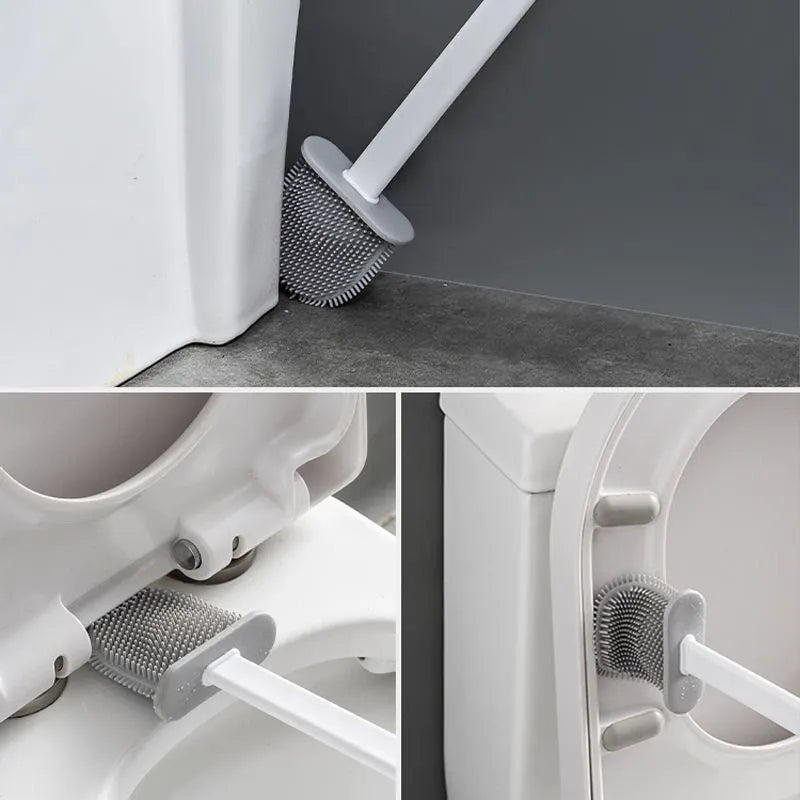 Escova Sanitária de Silicone com Suporte e Adesivo