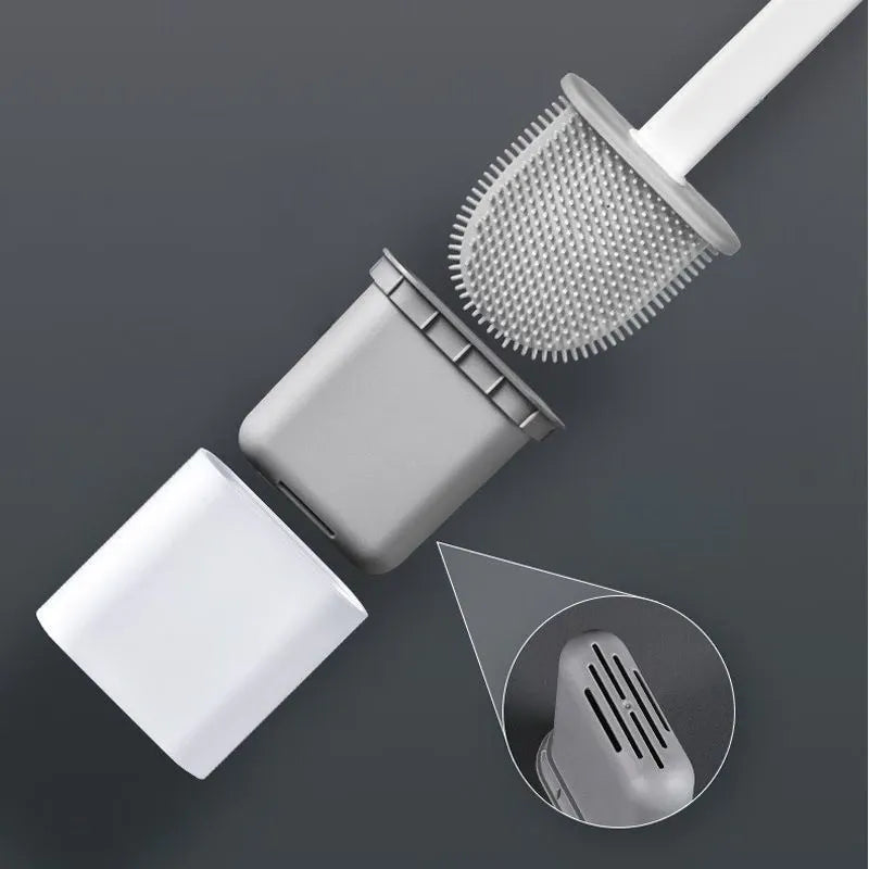 Escova Sanitária de Silicone com Suporte e Adesivo
