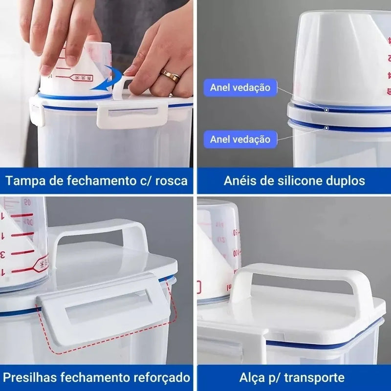 Kit 2 Pote Hermético 2,5L com Copo Medidor