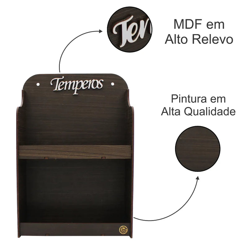 Porta Temperos Exclusivo em MDF com 6 Potes
