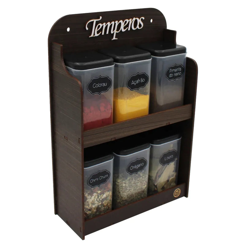 Porta Temperos Exclusivo em MDF com 6 Potes
