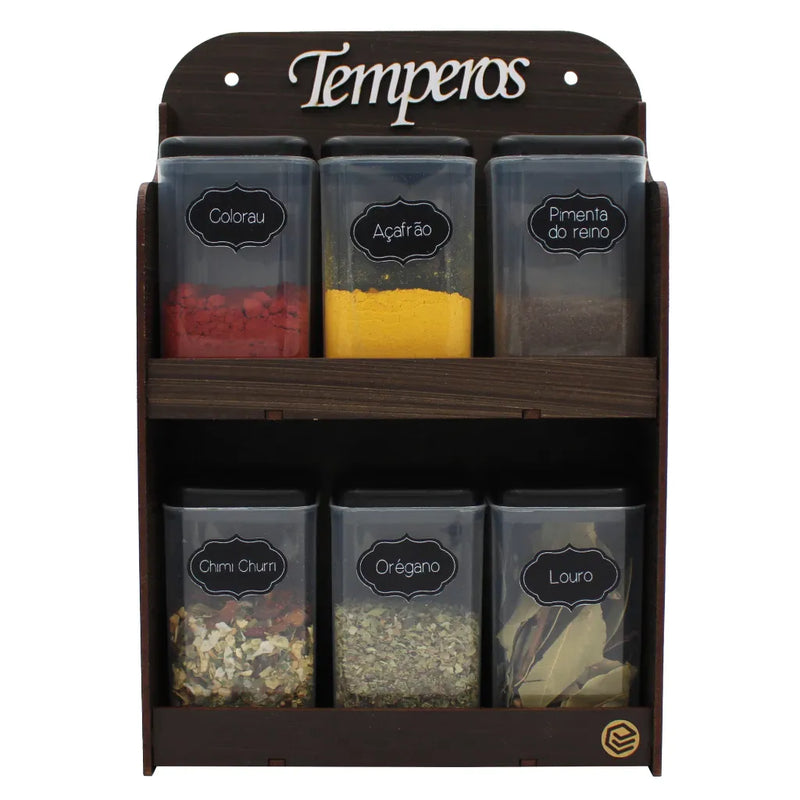 Porta Temperos Exclusivo em MDF com 6 Potes