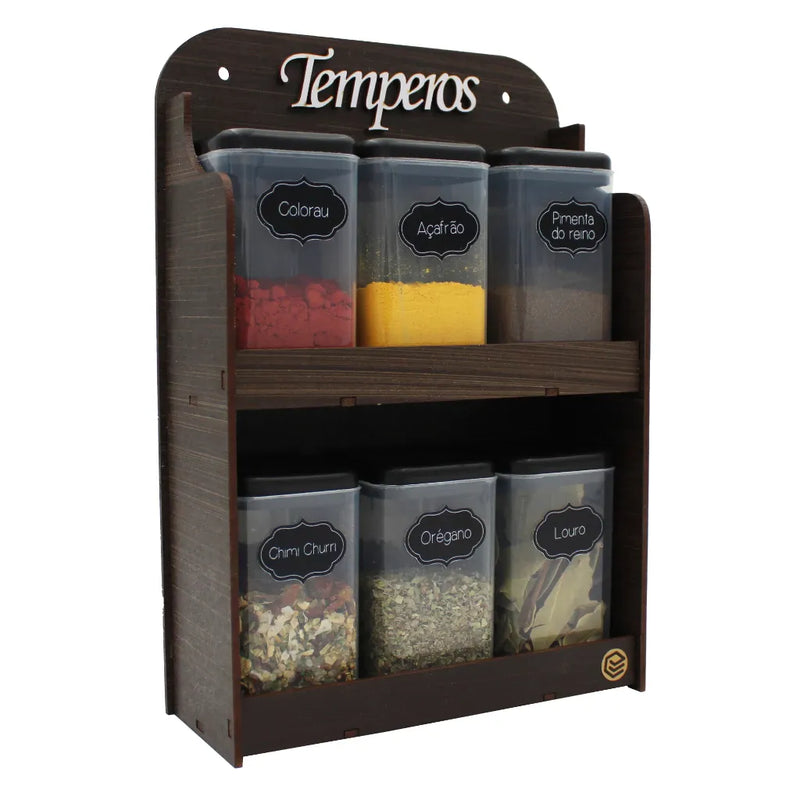 Porta Temperos Exclusivo em MDF com 6 Potes